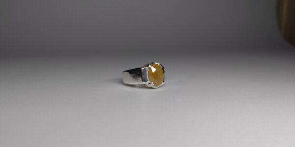 Yellow Saphire Stone Ring in Silver/Chandi